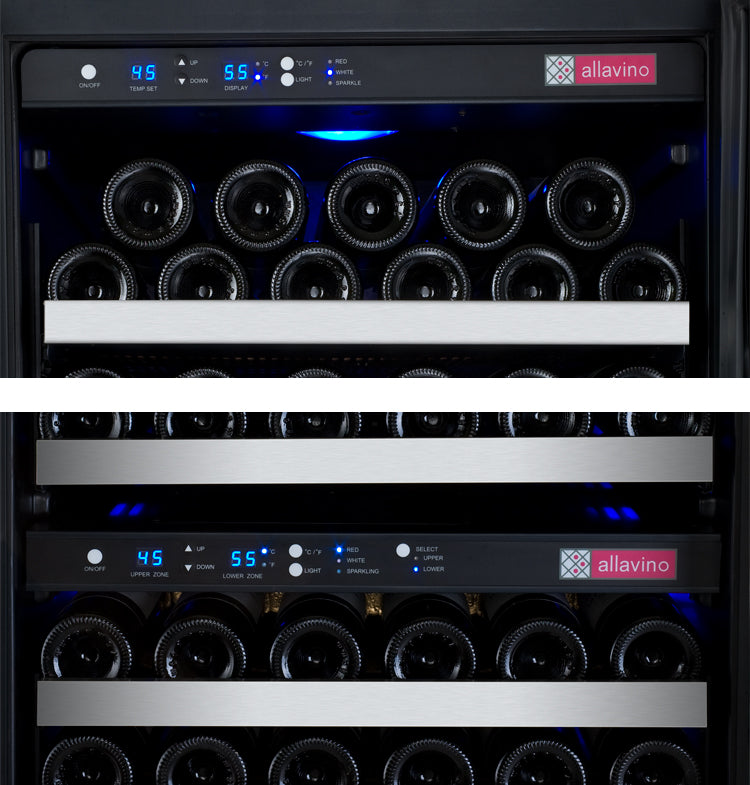 Allavino 47" Wide FlexCount II Tru-Vino 249 Bottle Three Zone Stainless Steel Side-by-Side Wine Refrigerator