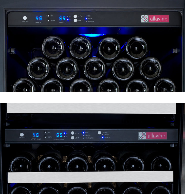 Allavino 47" Wide FlexCount II Tru-Vino 349 Bottle Three Zone Stainless Steel Side-by-Side Wine Refrigerator