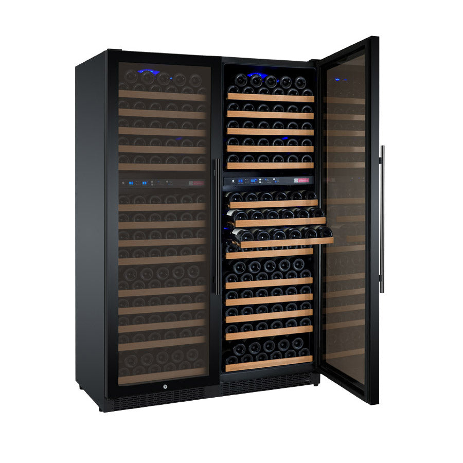 Allavino 47" Wide FlexCount II Tru-Vino 344 Bottle Four Zone Black Side-by-Side Wine Refrigerator