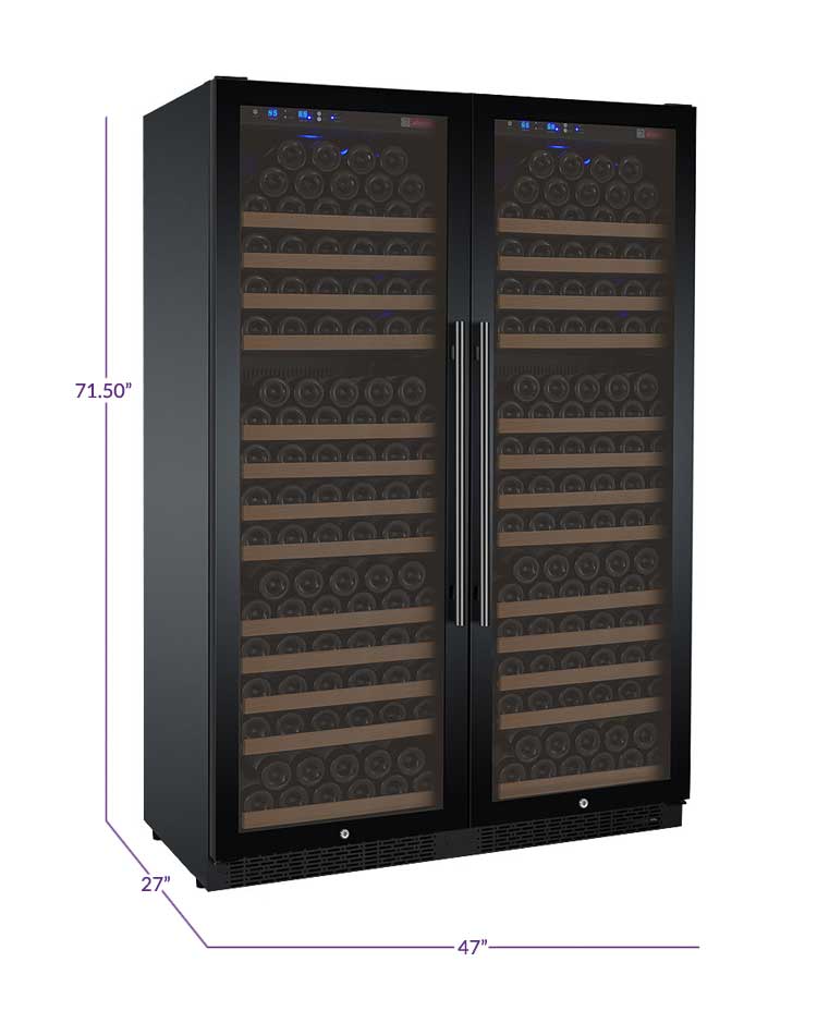 Allavino 47" Wide FlexCount II Tru-Vino 354 Bottle Dual Zone Black Side-by-Side Wine Refrigerator