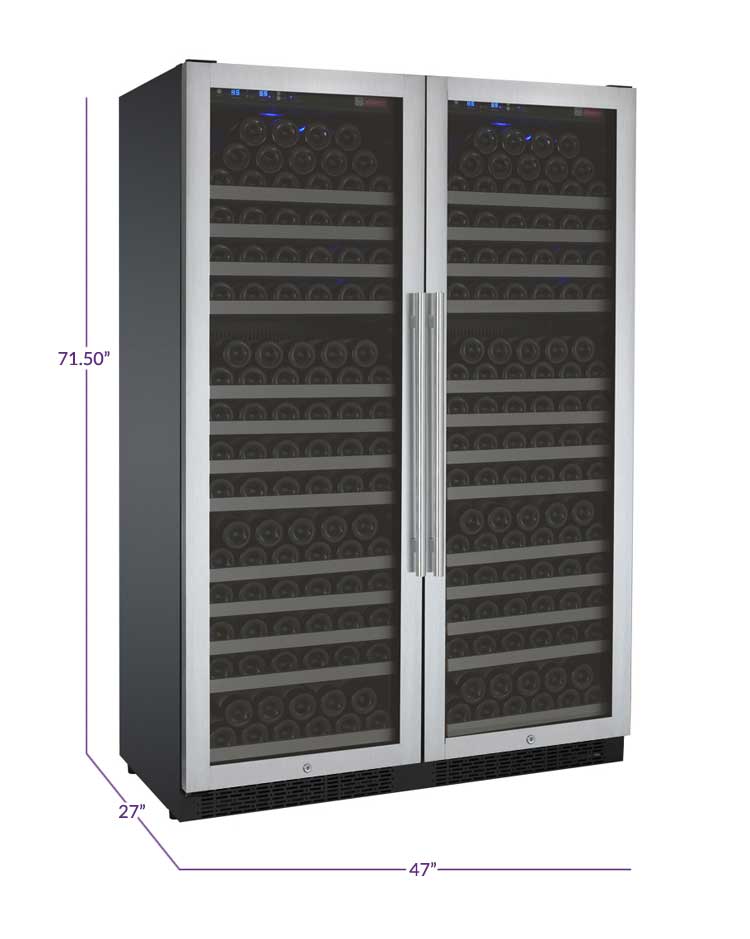 Allavino 47" Wide FlexCount II Tru-Vino 354 Bottle Dual Zone Stainless Steel Side-by-Side Wine Refrigerator