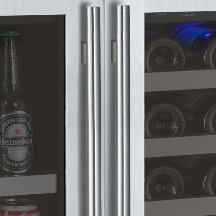 Allavino 47" Wide FlexCount II Tru-Vino 56 Bottle/124 Can Stainless Steel Side-by-Side Wine Refrigerator/Beverage Center
