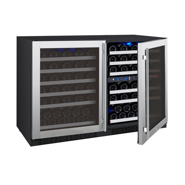 Allavino 47" Wide FlexCount II Tru-Vino 112 Bottle Three Zone Stainless Steel Side-by-Side Wine Refrigerator