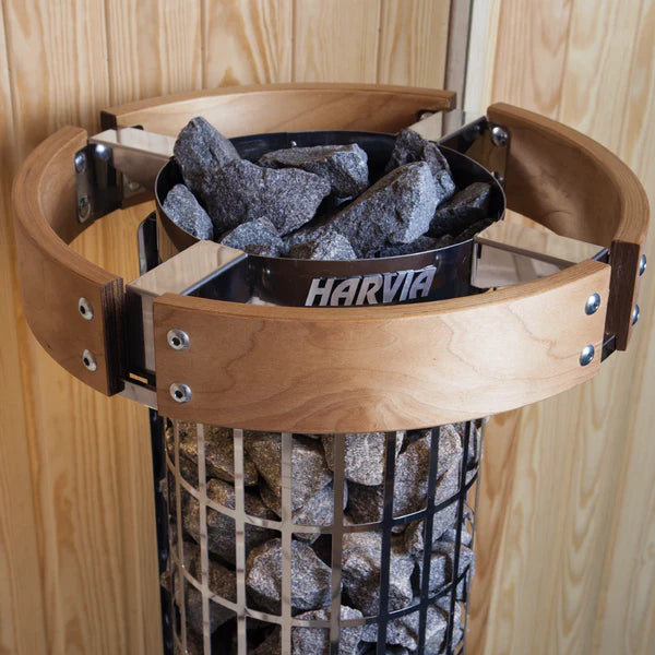Harvia Cilindro Half Series 9kW Stainless Steel Sauna Heater at 240V 1PH with Built-In Time and Temperature Controls