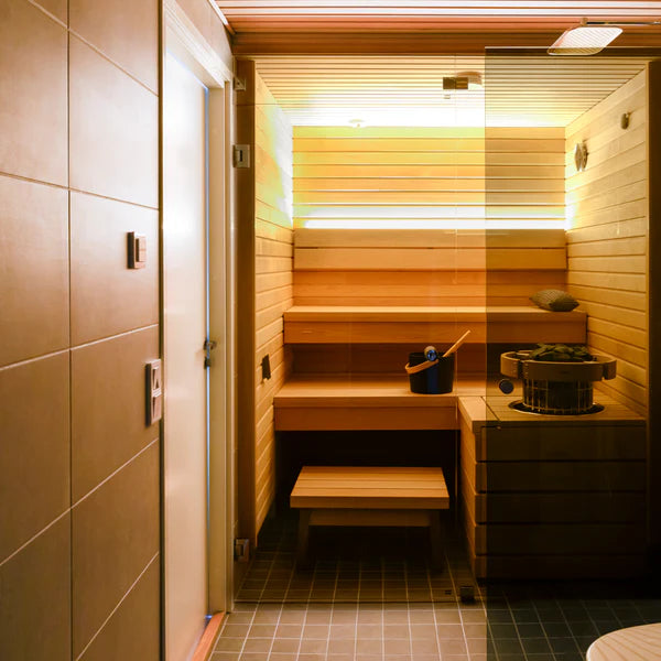 Harvia Cilindro Half Series 6kW Stainless Steel Sauna Heater at 240V 1PH with Built-In Time and Temperature Controls