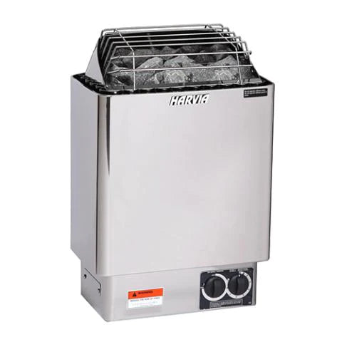 Harvia KIP Series 4.5kW Stainless Steel Sauna Heater at 240V 1PH with Built-In Time and Temperature Controls