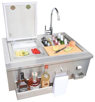 Kokomo Grills 30" Built-In Bartender Cocktail Station With Sink Bottle Opener and Ice Chest