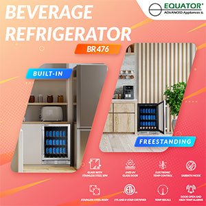 Equator Advanced Appliances 4.76cf 108 Cans Beverage Refrigerator Built-In/Freestanding in Stainless.