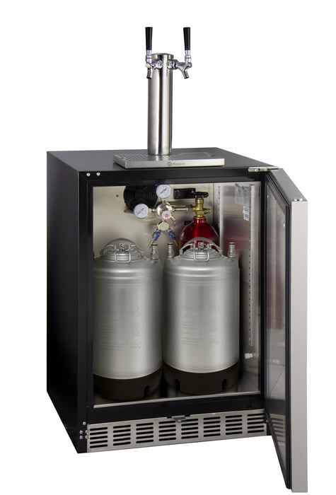 Kegco 24" Wide Dual Tap Stainless Steel Built-In Left Hinge ADA Kegerator with Kit