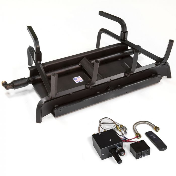 Grand Canyon Gas Logs Assembled 24" Propane 2-Burner with Modulating Millivolt and Remote System