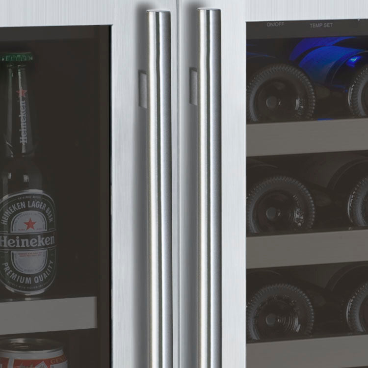 Allavino 47" Wide FlexCount II Series 56 Bottle/154 Can Dual Zone Stainless Steel Side-by-Side Wine Refrigerator/Beverage Center