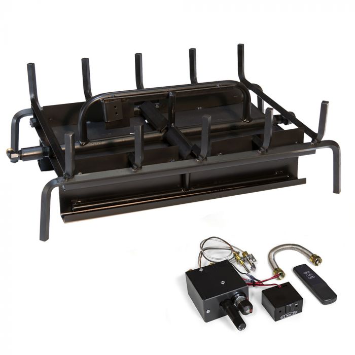 Grand Canyon Gas Logs Assembled 24" Propane 3-Burner with Modulating Millivolt and Remote System