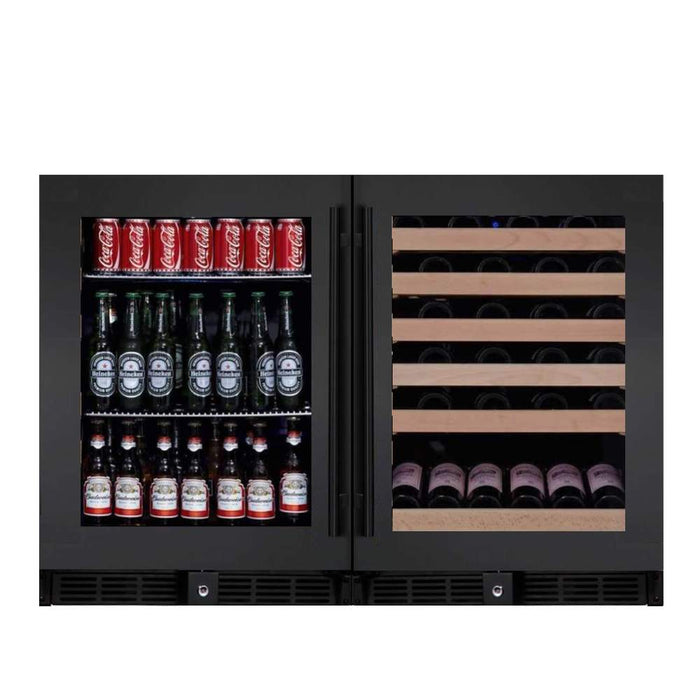 KingsBottle 48 Inch Glass Door Side By Side Wine And Beverage Cooler Combo