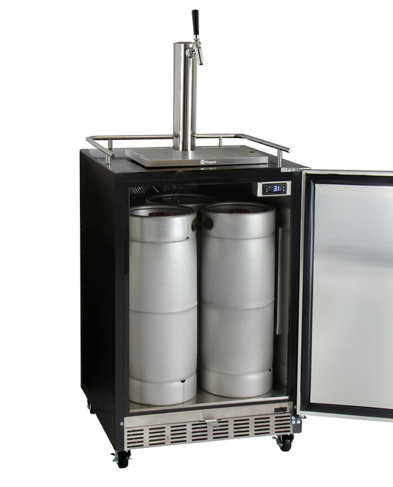 Kegco 24" Wide Single Tap Stainless Steel Commercial Built-In Right Hinge Digital Kegerator with Kit