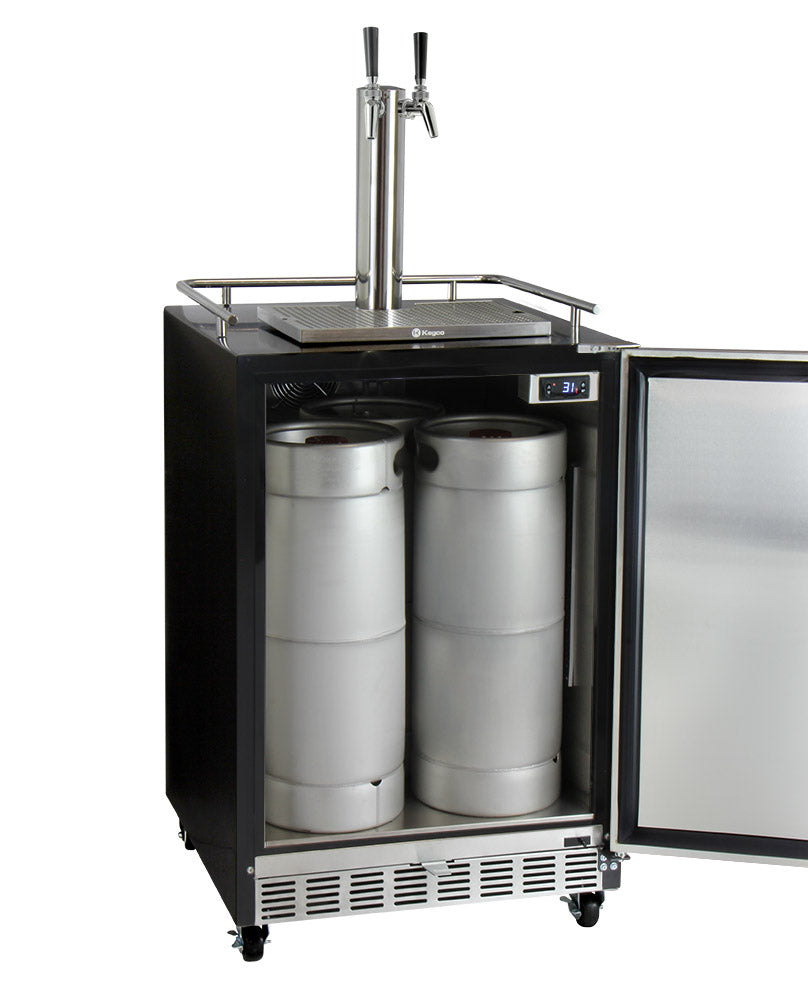 Kegco 24" Wide Dual Tap Stainless Steel Commercial Right Hinge Built-In Kegerator with Kit