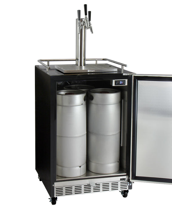 24" Wide Triple Tap Stainless Steel Commercial Built-In Left Hinge Kegerator with Kit