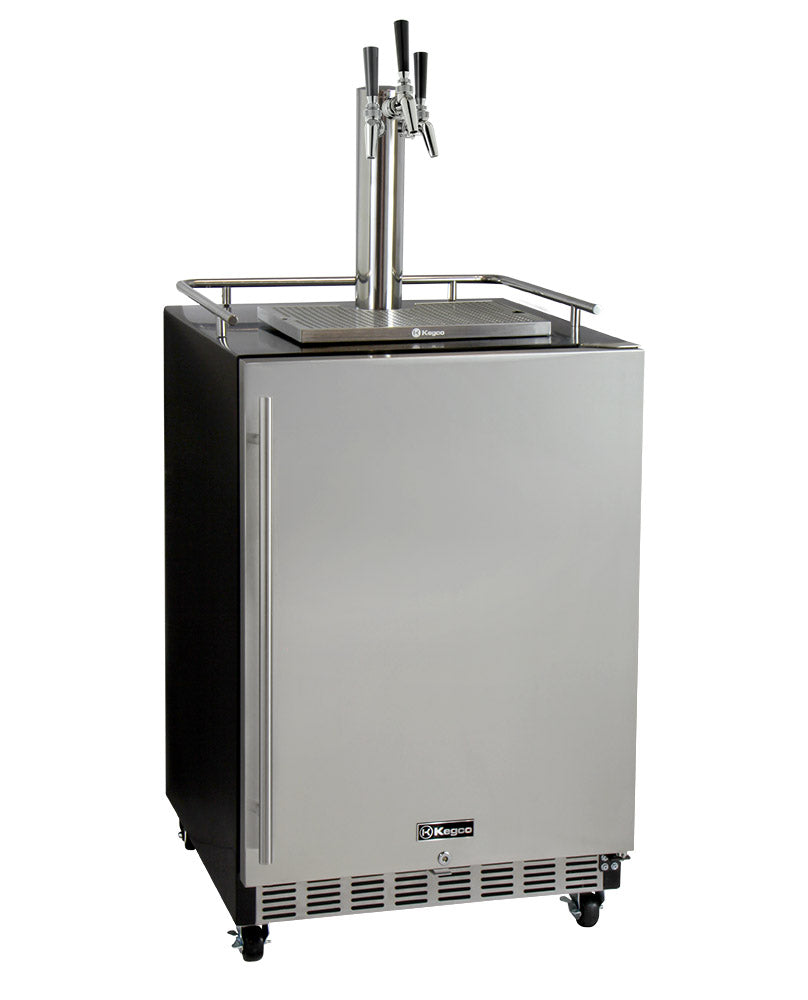 Kegco 24" Wide Triple Tap All Stainless Steel Commercial Built-In Kegerator with Kit