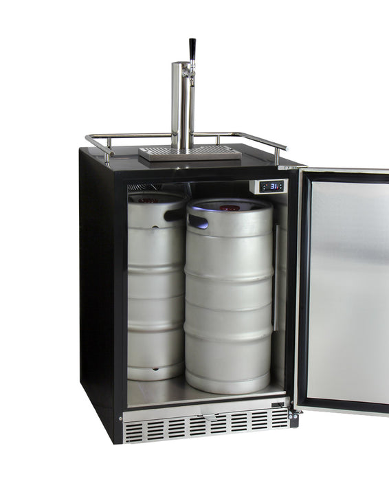 24" Wide Single Tap Stainless Steel Built-In Digital Left Hinge Kegerator with Kit