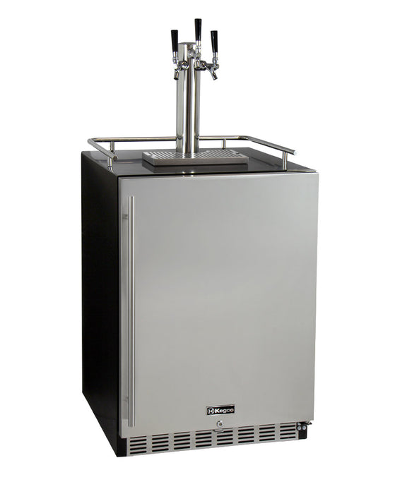 Kegco 24" Wide Cold Brew Coffee Triple Tap Stainless Steel Commercial Built-In Right Hinge Kegerator