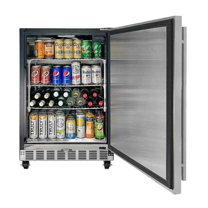 Kegco 24" Wide Kombucha Triple Tap Stainless Steel Commercial Built-In Right Hinge Kegerator