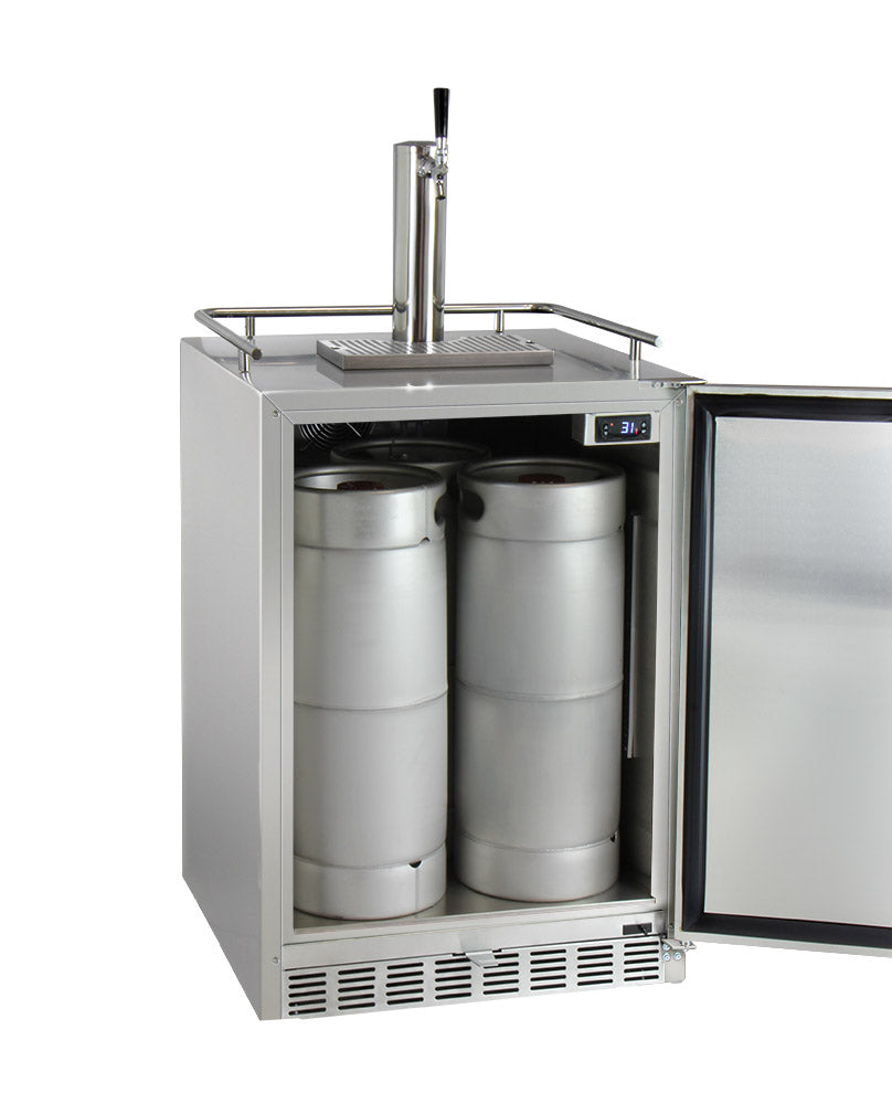 Kegco 24" Wide Single All Stainless Steel Outdoor Built-In Left Hinge Kegerator with Kit
