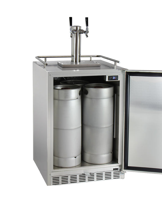 Kegco 24" Wide Cold Brew Coffee Dual Tap All Stainless Steel Outdoor Built-In Right Hinge Kegerator