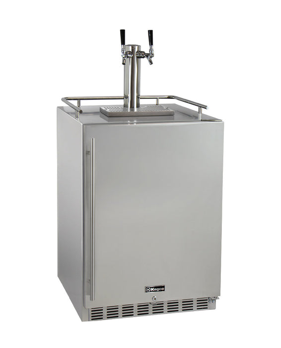 Kegco 24" Wide Cold Brew Coffee Dual Tap All Stainless Steel Outdoor Built-In Right Hinge Kegerator