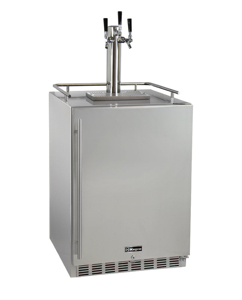 Kegco 24" Wide Cold Brew Coffee Triple Tap All Stainless Steel Outdoor Built-In Right Hinge Kegerator
