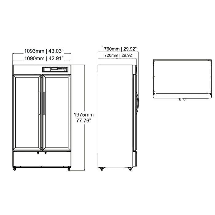 KingsBottle 2℃～8℃ 725L Upright 2-Door Medical Fridge & Lab Refrigerator