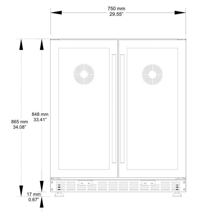 KingsBottle 30" 31-Bottle Wine Cooler and Beverage Fridge Combo with Stainless Steel Trim and Low-E Glass