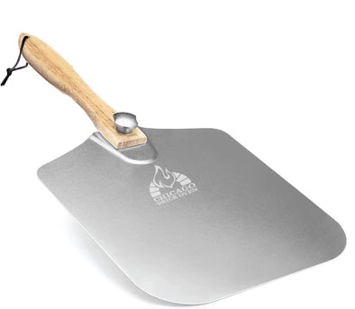 Chicago Brick Oven Foldable Pizza Peel with Wooden Paddle Handle, 12" x 14", Turning Spatula, Easy to Store, Brick Oven Grill Kitchen Accessories