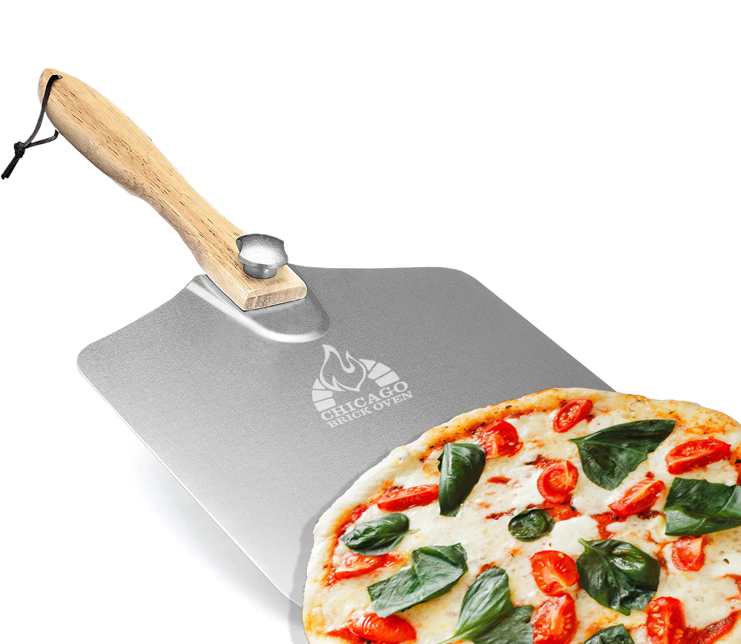 Chicago Brick Oven Foldable Pizza Peel with Wooden Paddle Handle, 12" x 14", Turning Spatula, Easy to Store, Brick Oven Grill Kitchen Accessories