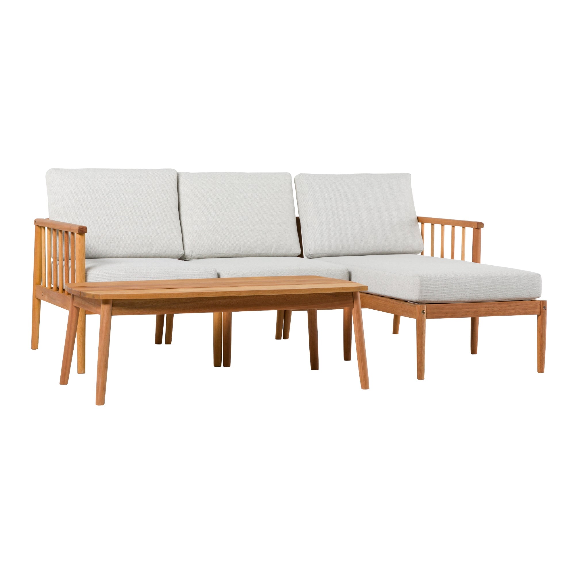 Walker Edison Circa Modern 4-Piece Spindle Solid Wood Outdoor L-Shaped Sectional Set