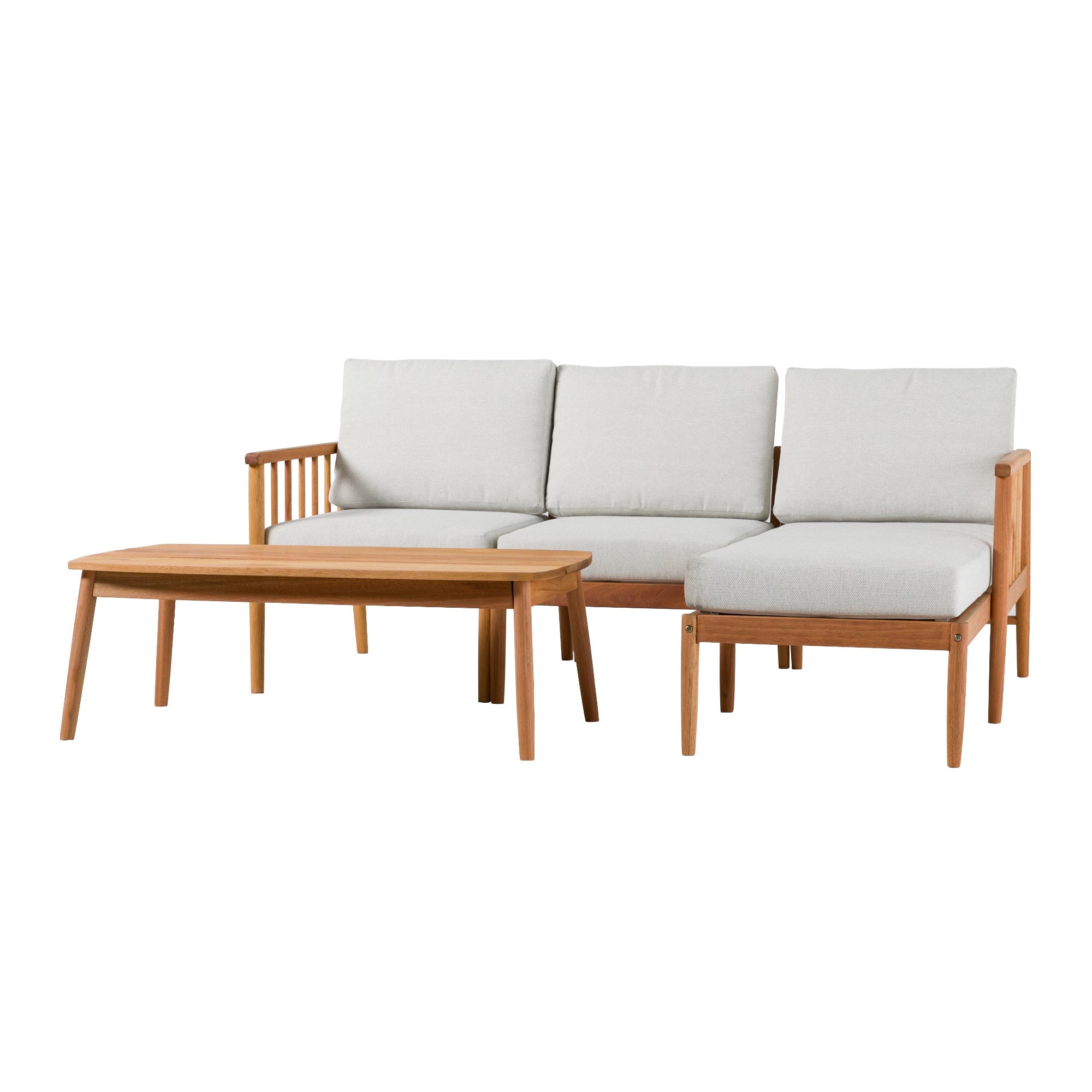 Walker Edison Circa Modern 4-Piece Spindle Solid Wood Outdoor L-Shaped Sectional Set