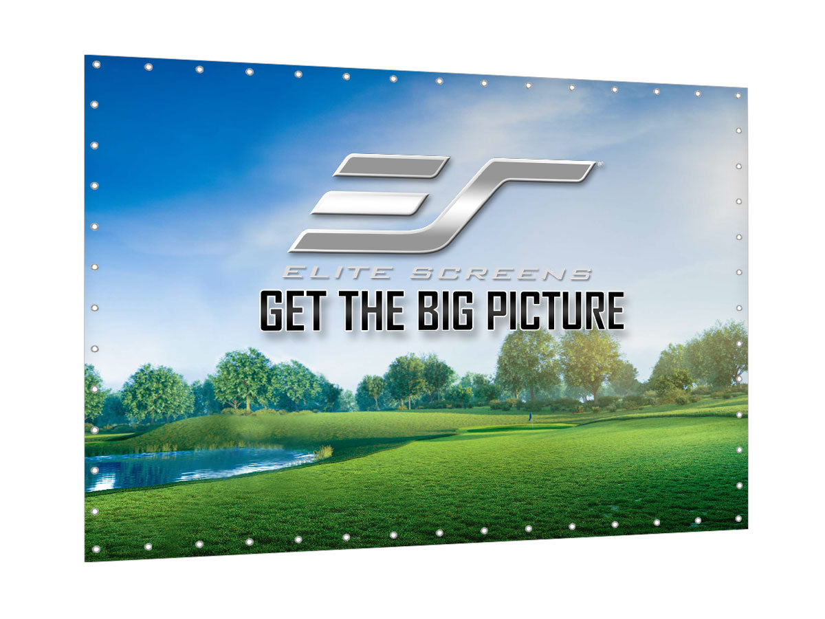 Elite Screens GolfSim DIY, 10'x10' Impact Projector Screen for Golf/Multi-Sport Simulation Screen with Metal Grommets. Folded Packing