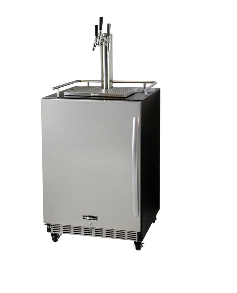 24" Wide Triple Tap Stainless Steel Commercial Built-In Left Hinge Kegerator with Kit