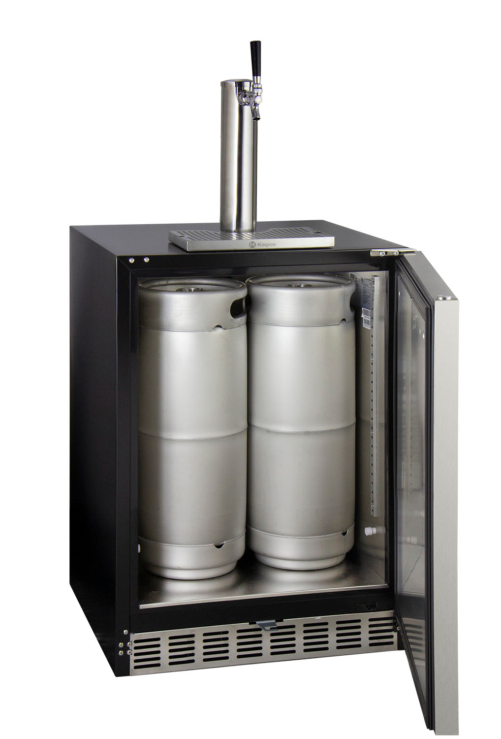 Kegco 24" Wide Single Tap Stainless Steel Built-In Right Hinge ADA Kegerator with Kit