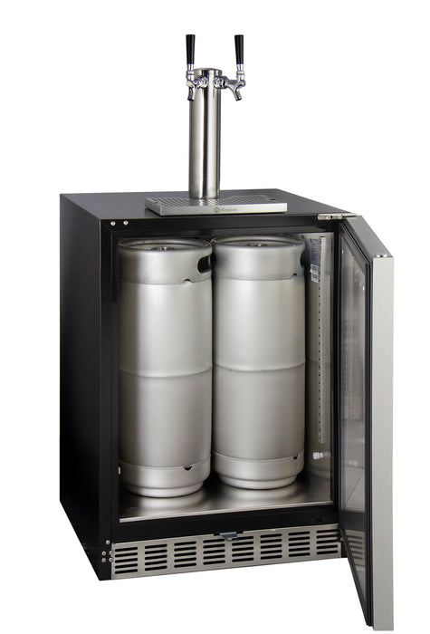 Kegco 24" Wide Dual Tap Stainless Steel Right Hinge Built-in ADA Kegerator with Kit