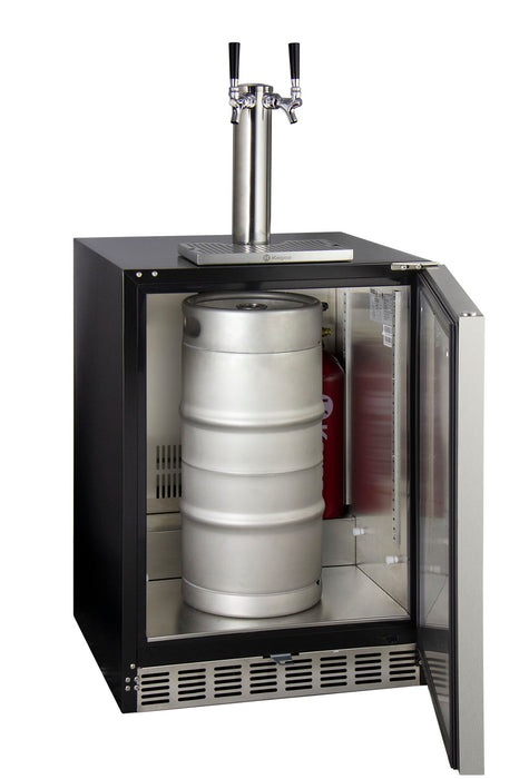 Kegco 24" Wide Dual Tap Stainless Steel Right Hinge Built-in ADA Kegerator with Kit