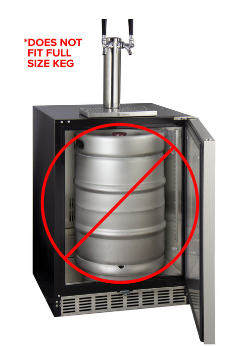 Kegco 24" Wide Dual Tap Stainless Steel Right Hinge Built-in ADA Kegerator with Kit