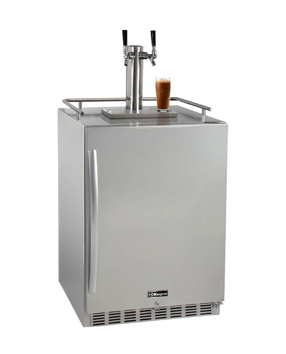 Kegco 24" Wide Cold Brew Coffee Dual Tap All Stainless Steel Outdoor Built-In Right Hinge Kegerator