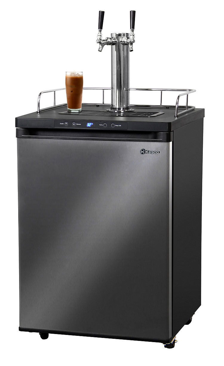 Kegco 24" Wide Cold Brew Coffee Dual Tap Black Stainless Steel Kegerator