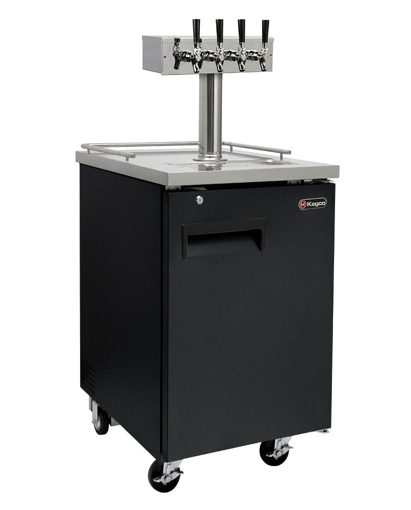Kegco 24" Wide Cold Brew Coffee Four Tap Black Commercial Kegerator