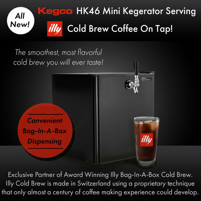 Kegco 17" Wide Illy-Bag-In-A-Box Cold Brew Coffee Single Tap Black Mini Kegerator