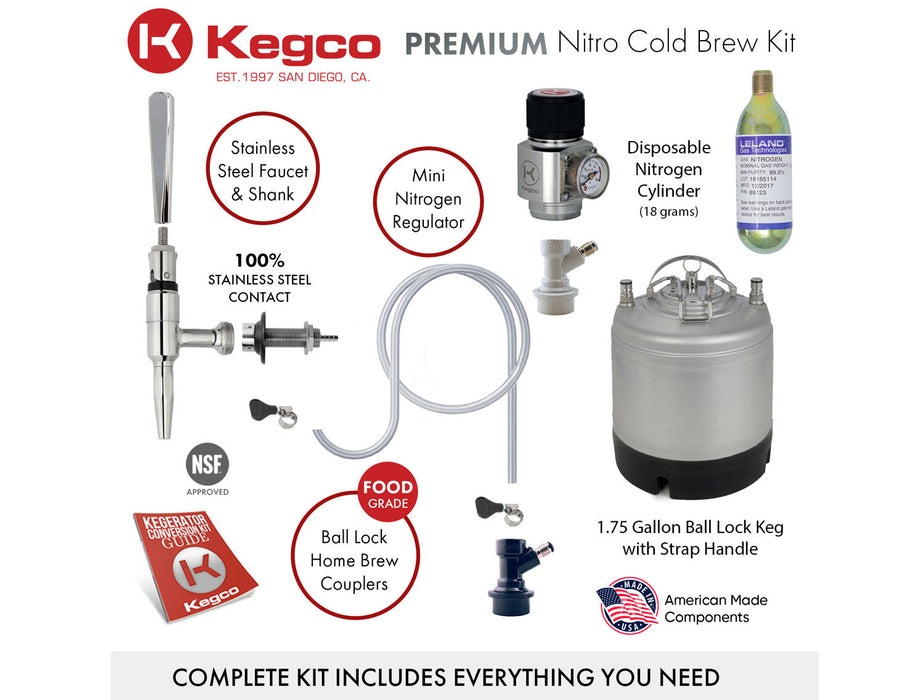 Kegco 17" Wide Cold Brew Coffee Single Tap Black Mini Kegerator