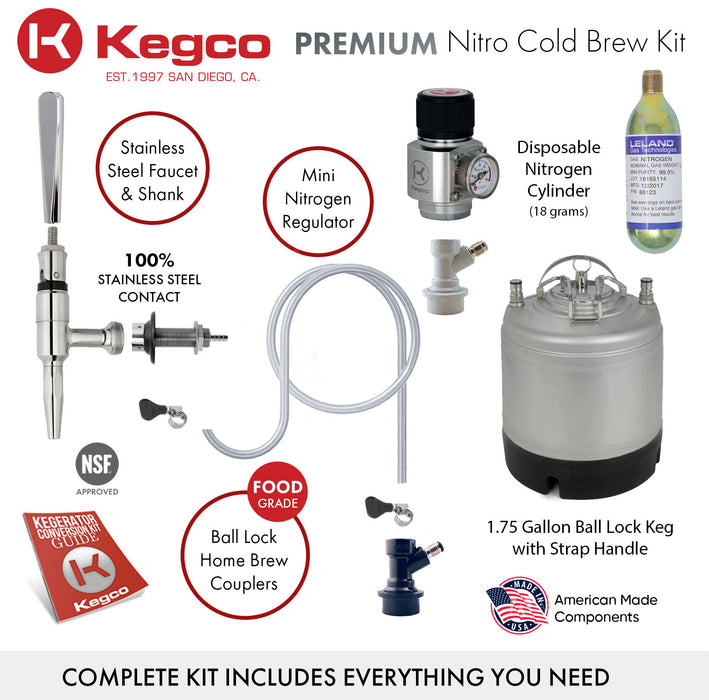 Kegco 17" Wide Cold Brew Coffee Single Tap Black Mini Kegerator