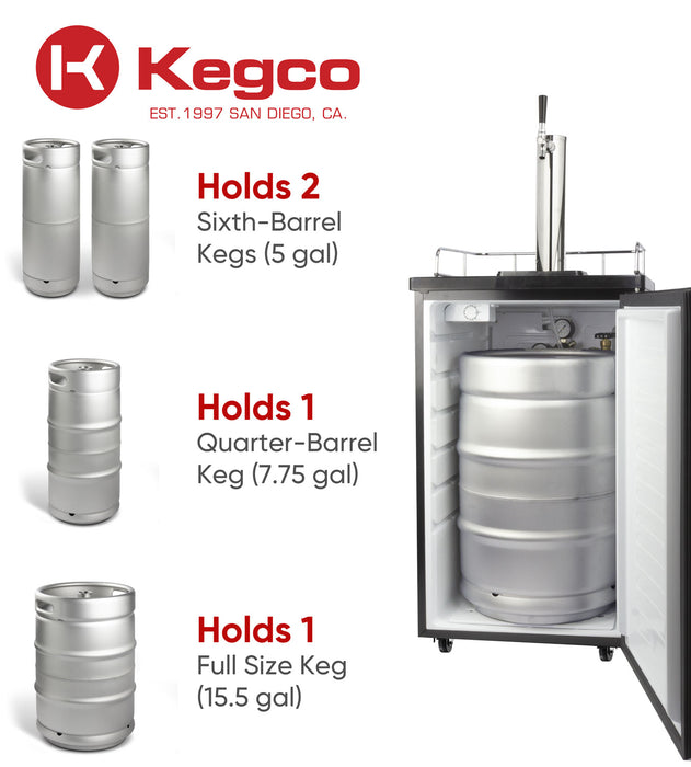Kegco 20" Wide Kombucha Single Tap Stainless Steel Kegerator