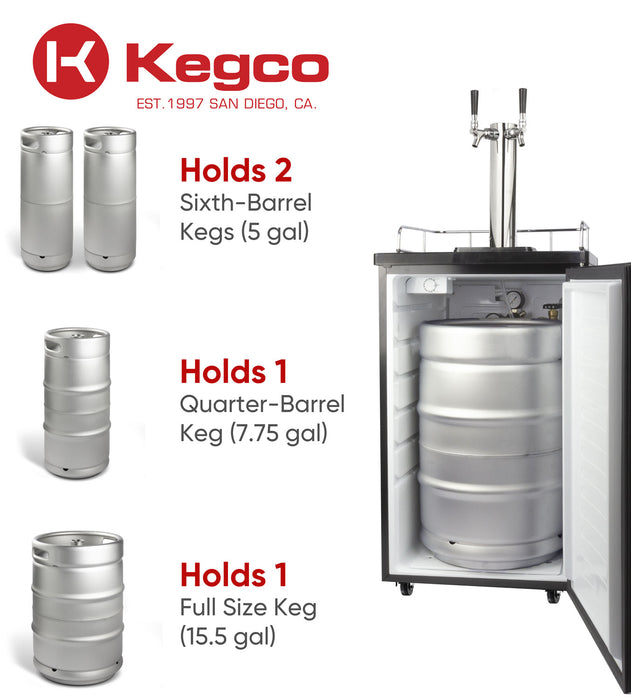 Kegco 20" Wide Cold Brew Coffee Dual Tap Black Kegerator