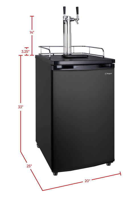 Kegco 20" Wide Kombucha Dual Tap Black Kegerator