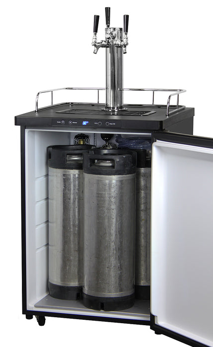 Kegco 24" Wide Kombucha Triple Tap Black Kegerator